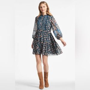 Sachi & Babi NWT mini blue floral‎ dress L